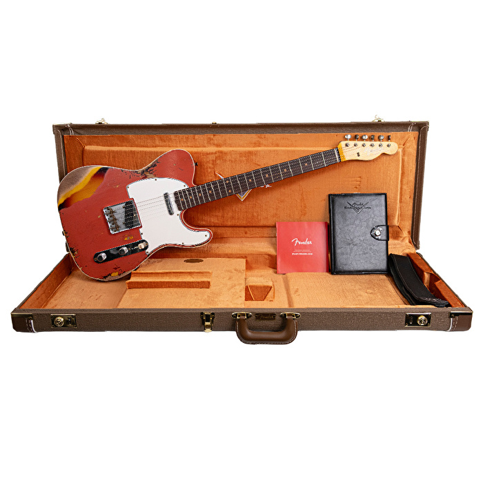 Fender Custom Shop Limited Edition 1959 Telecaster Custom Super Heavy Relic Aged Tahitian Coral over Chocolate 3 Ton Sunburst Elektro Gitar